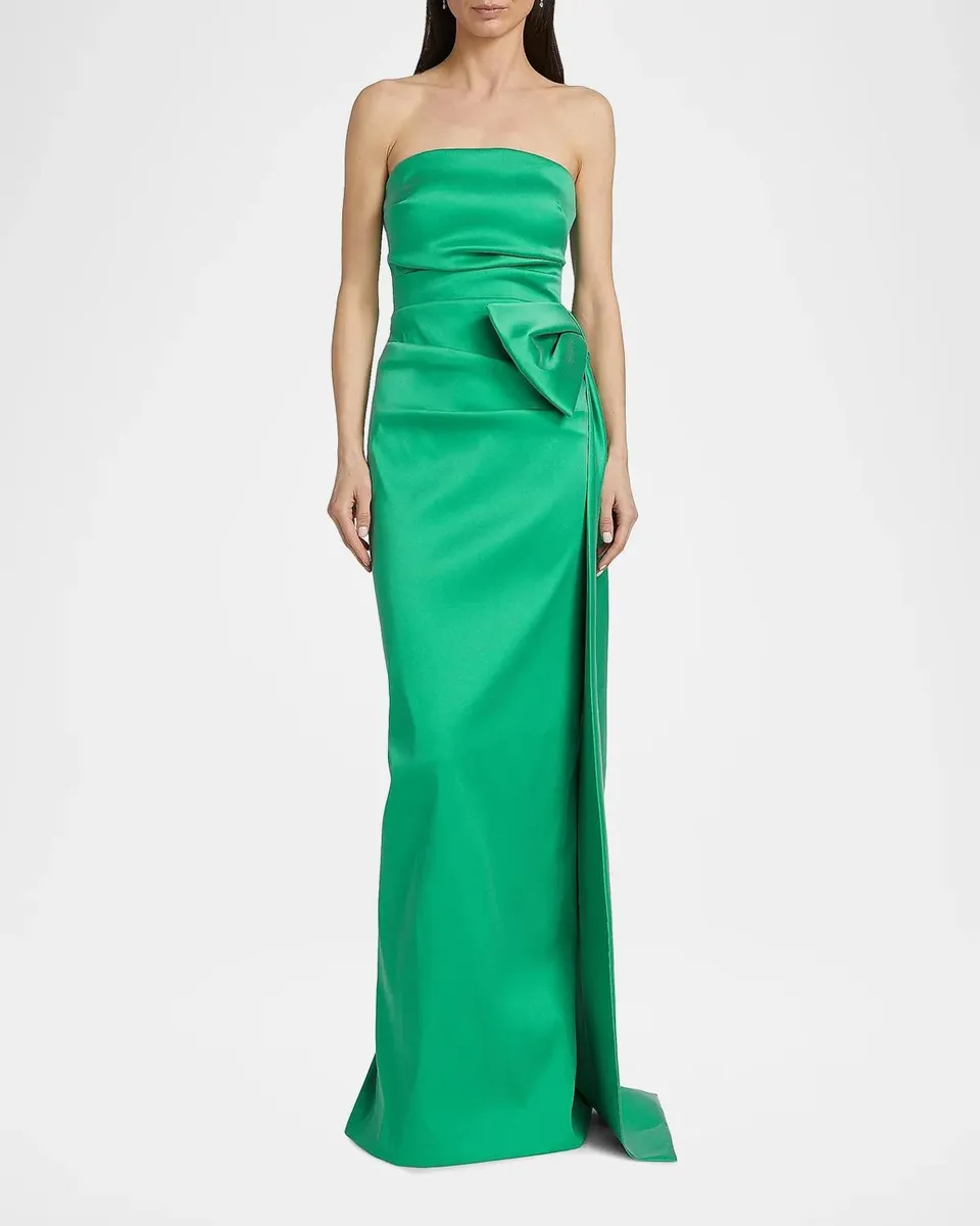 Rickie Freeman for Teri Jon Strapless Side-Bow Mikado Column Gown | Thumbnail 4