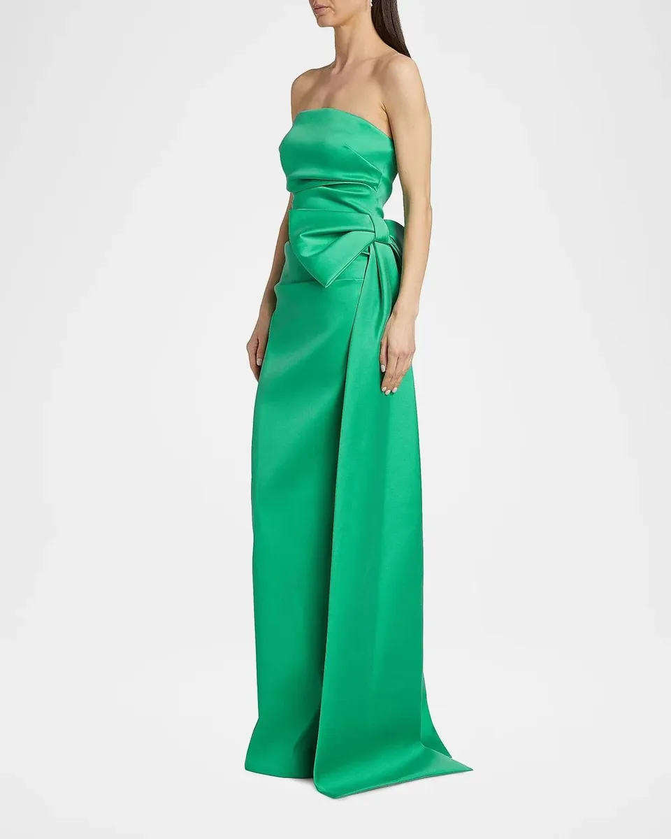 Rickie Freeman for Teri Jon Strapless Side-Bow Mikado Column Gown | Thumbnail 7