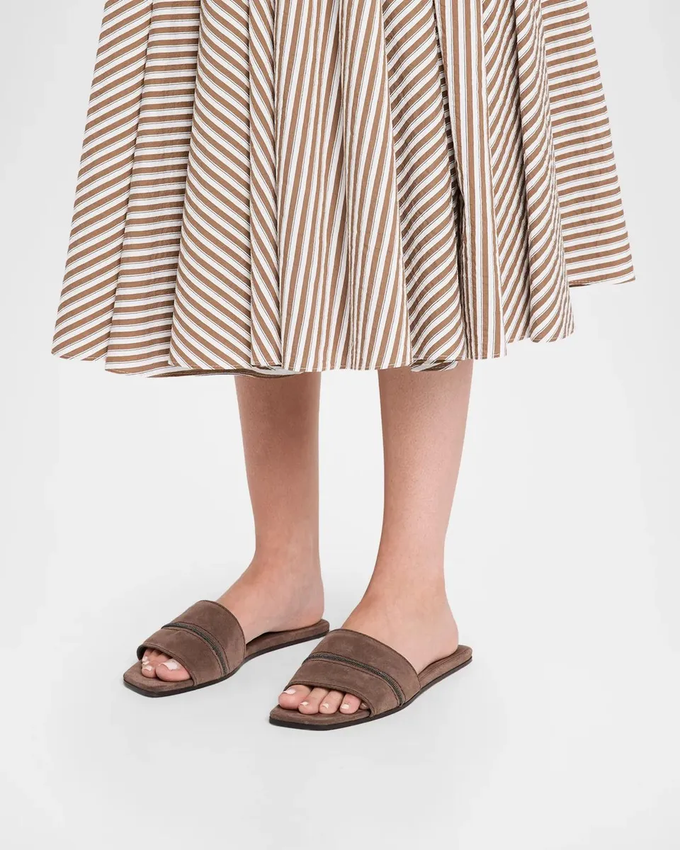 Brunello Cucinelli Monili Suede Slides | Thumbnail 2