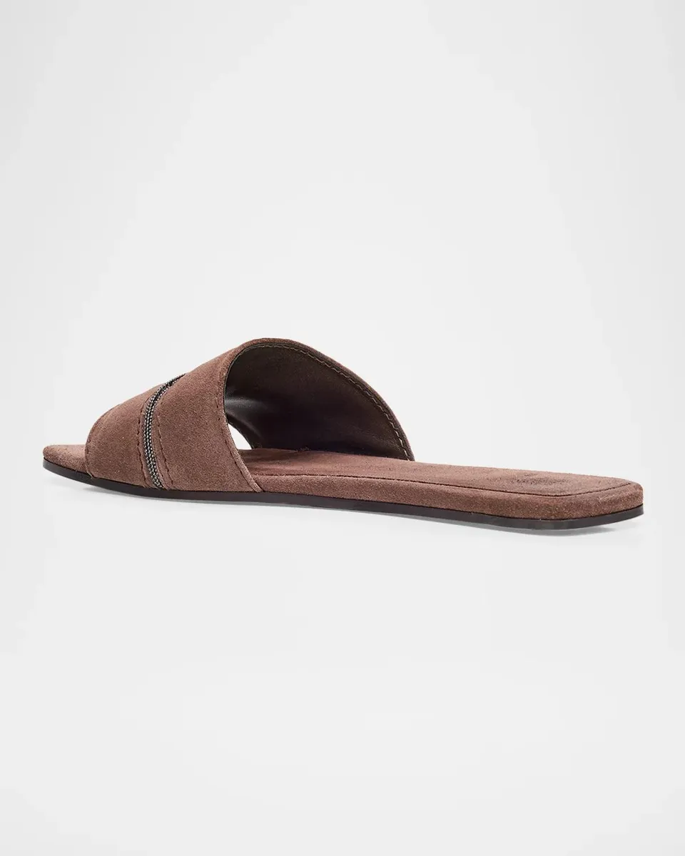 Brunello Cucinelli Monili Suede Slides | Thumbnail 4