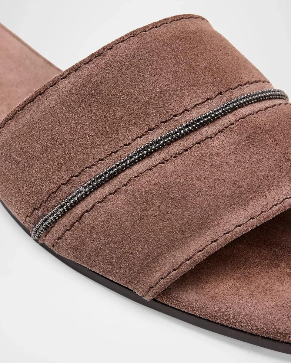 Brunello Cucinelli Monili Suede Slides | Thumbnail 5