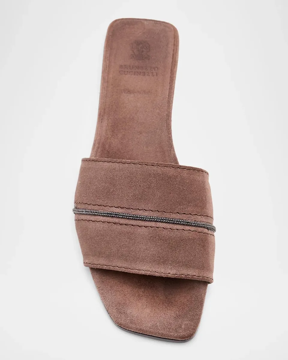 Brunello Cucinelli Monili Suede Slides | Thumbnail 6