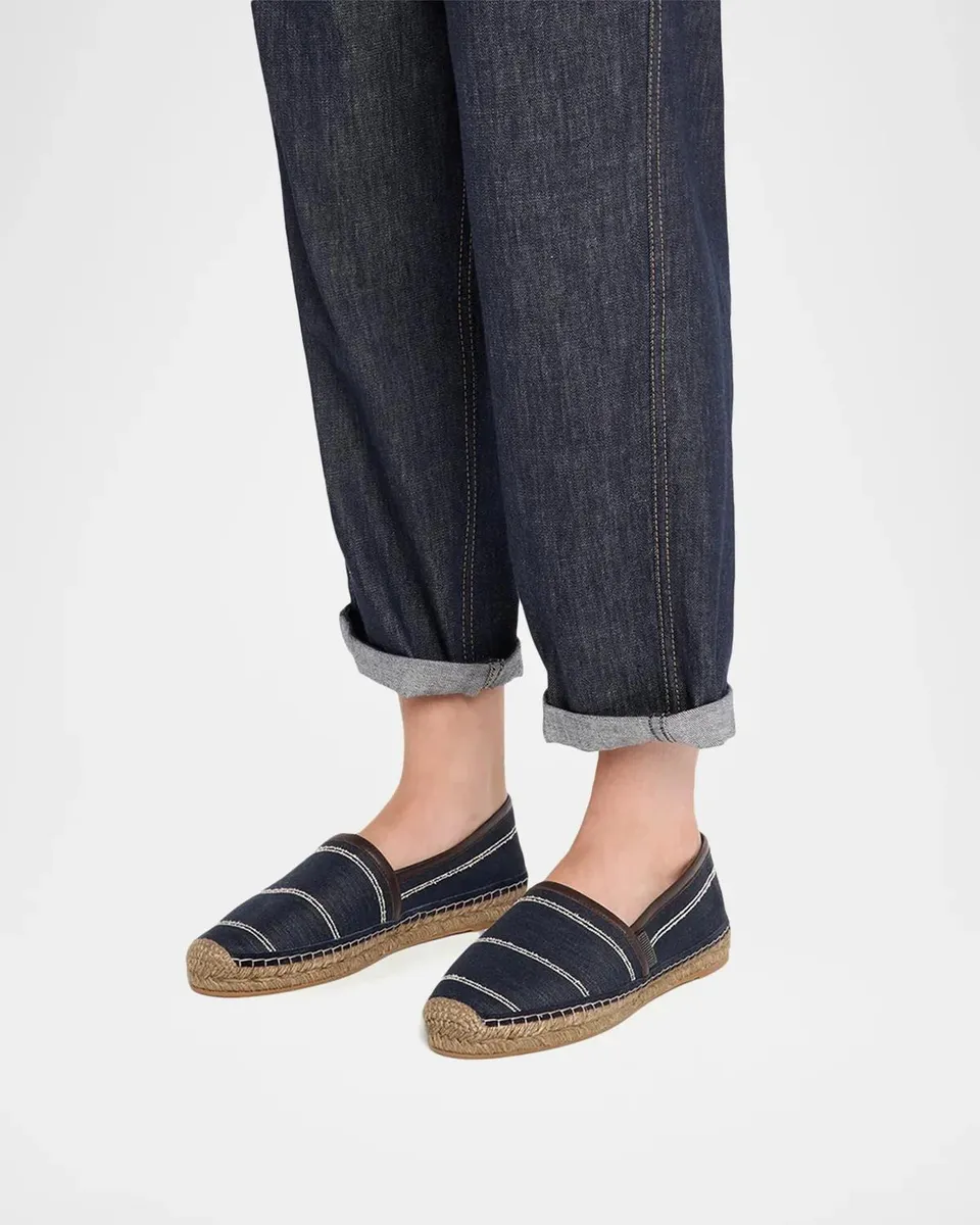 Brunello Cucinelli Double-Pinstripe Denim Espadrilles | Thumbnail 2 Brunello Cucinelli Double-Pinstripe Denim Espadrilles | Thumbnail 2