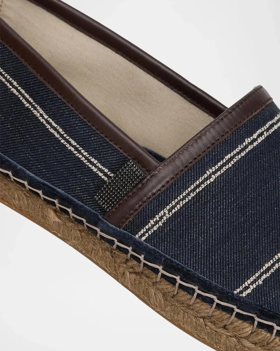 Brunello Cucinelli Double-Pinstripe Denim Espadrilles | Thumbnail 5 Brunello Cucinelli Double-Pinstripe Denim Espadrilles | Thumbnail 5