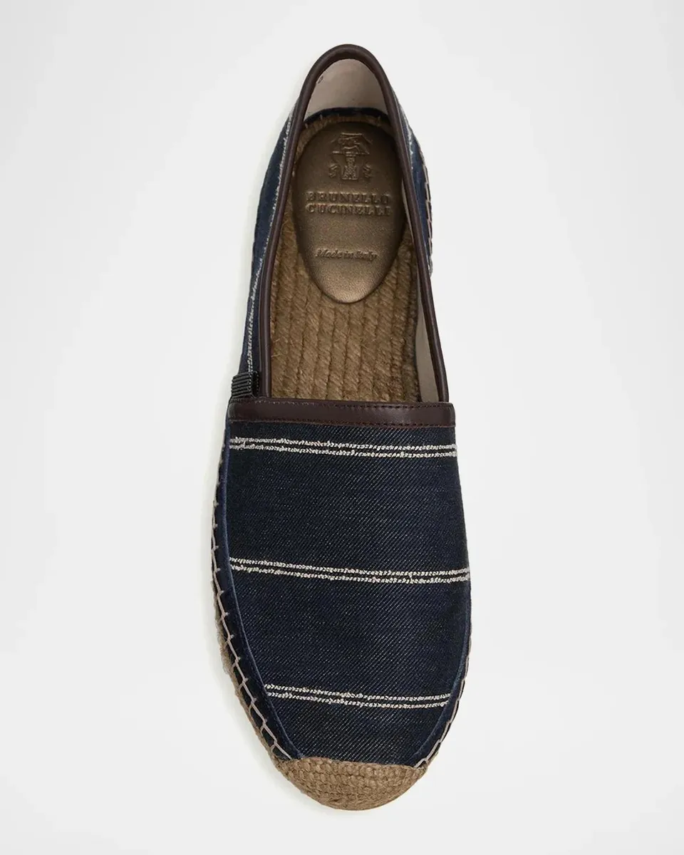 Brunello Cucinelli Double-Pinstripe Denim Espadrilles | Thumbnail 6 Brunello Cucinelli Double-Pinstripe Denim Espadrilles | Thumbnail 6
