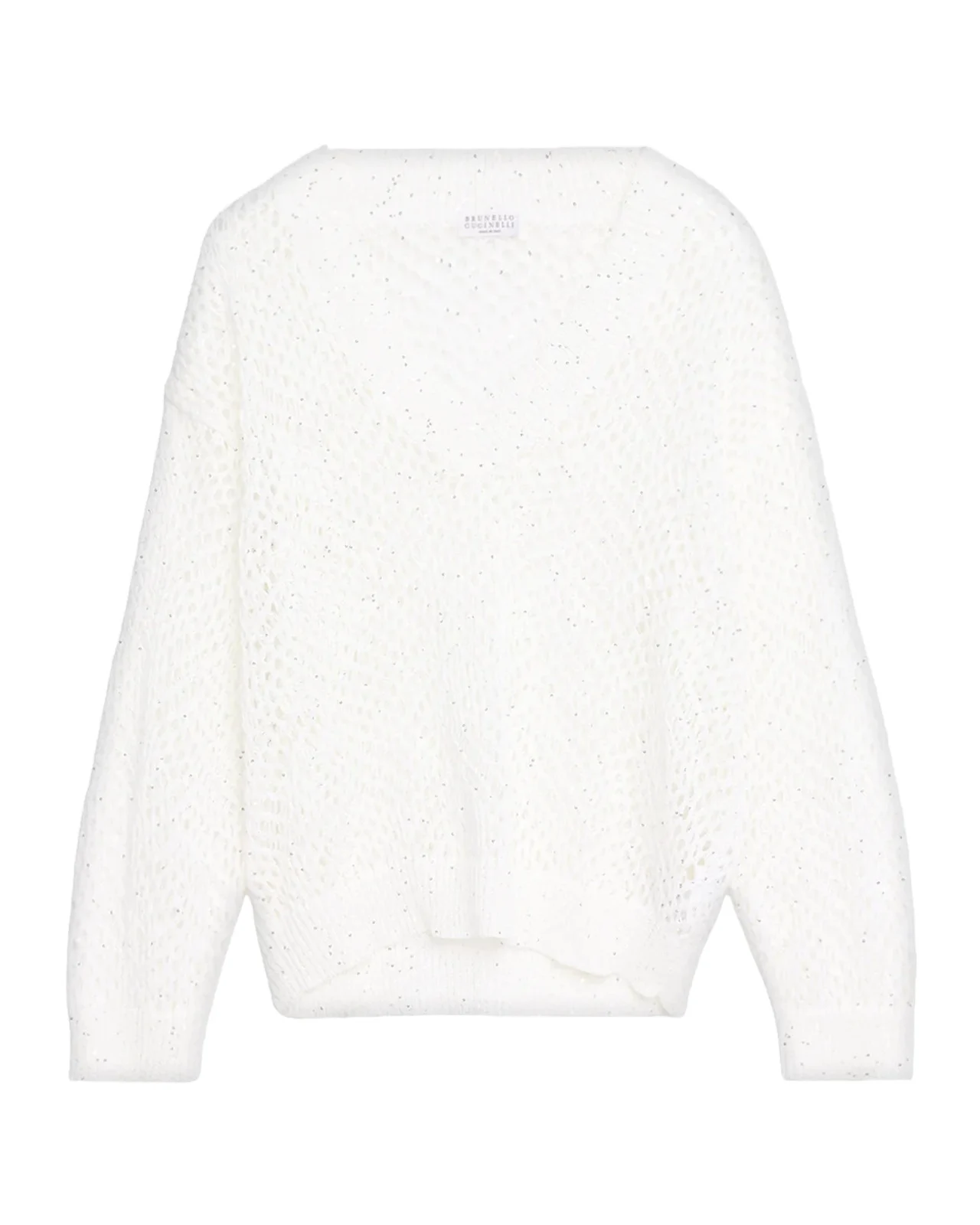 Linen Diamante Open-Knit V-Neck Sweater Linen Diamante Open-Knit V-Neck Sweater