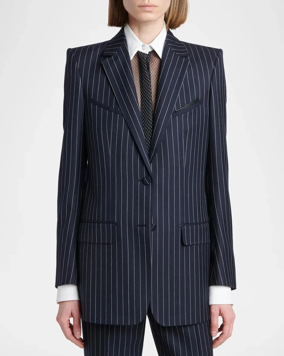 Tom Ford Corded Chalkstripe Wool Single-Breasted Western Jacket | Thumbnail 4