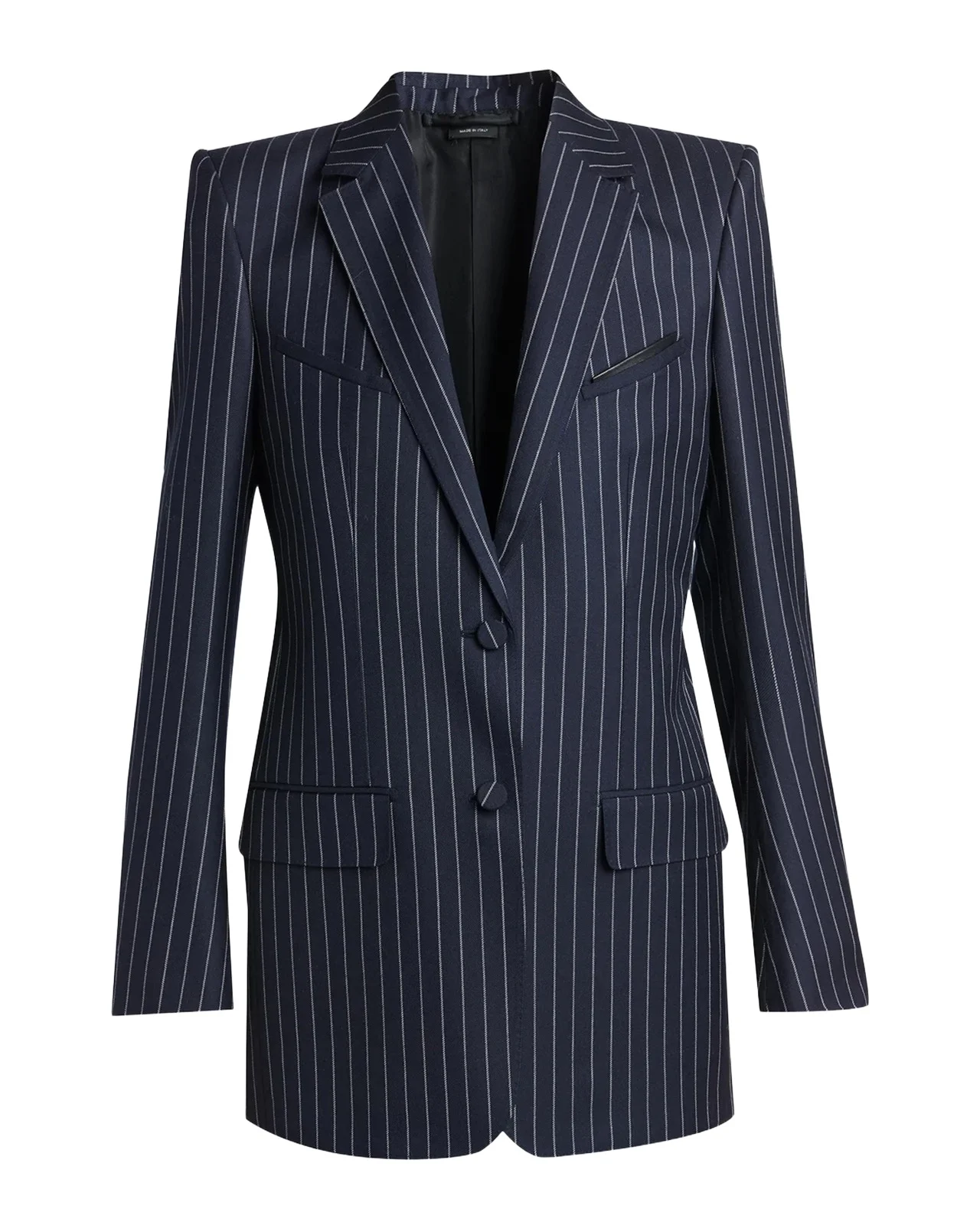 Corded Chalkstripe Wool Single-Breasted Western Jacket Corded Chalkstripe Wool Single-Breasted Western Jacket