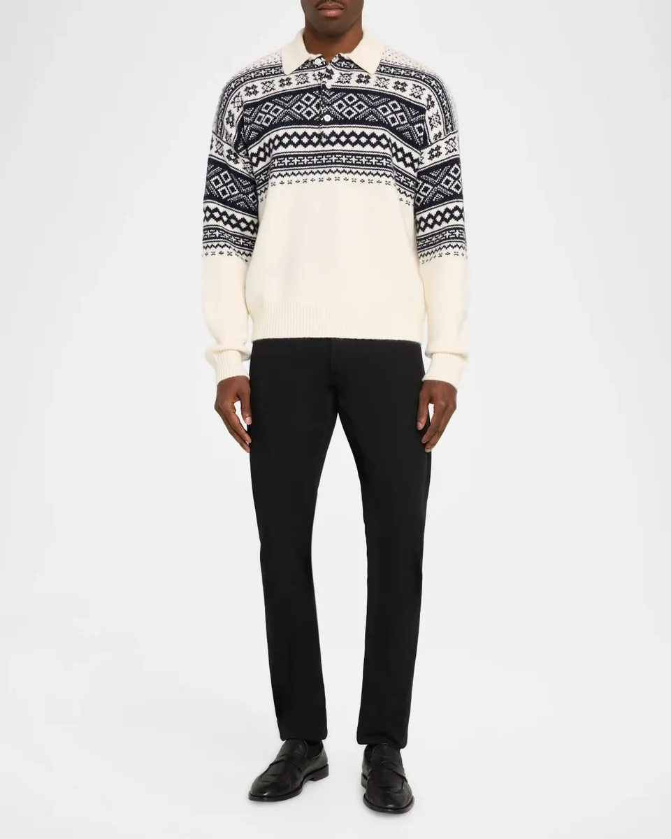 Ralph Lauren Men's Patterned Cashmere Polo-Collar Sweater | Thumbnail 2 Ralph Lauren Men's Patterned Cashmere Polo-Collar Sweater | Thumbnail 2
