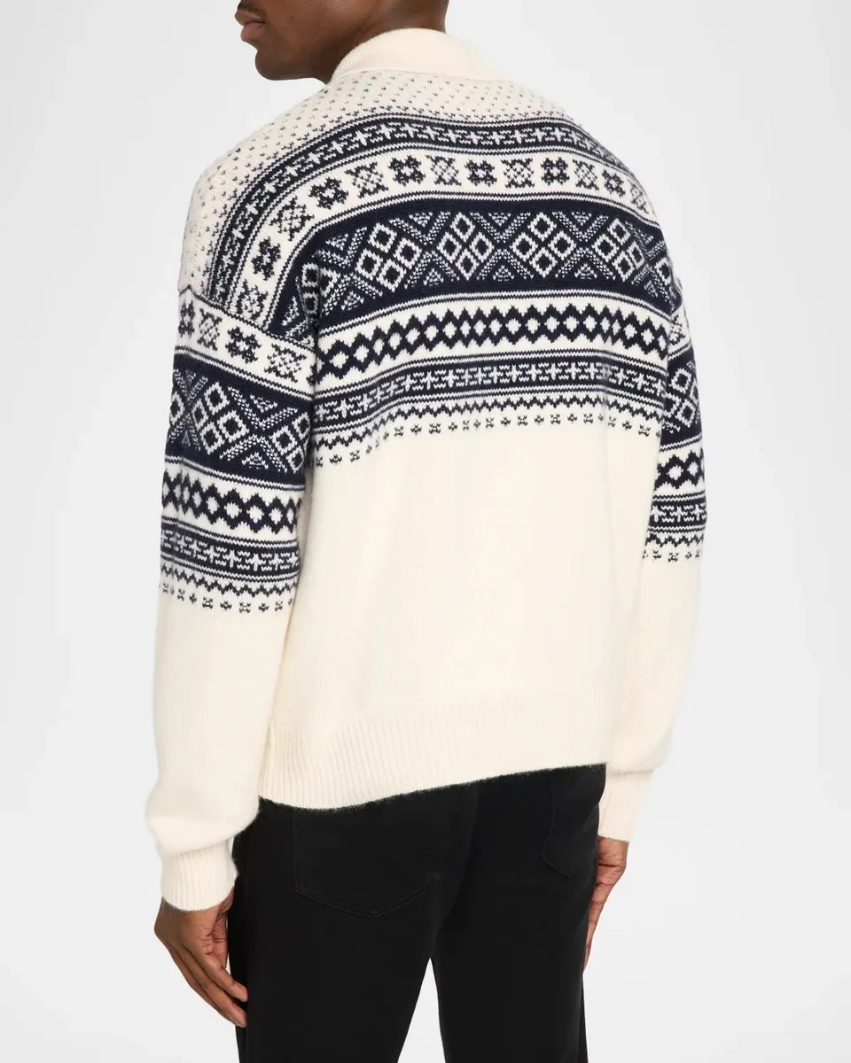 Ralph Lauren Men's Patterned Cashmere Polo-Collar Sweater | Thumbnail 3 Ralph Lauren Men's Patterned Cashmere Polo-Collar Sweater | Thumbnail 3