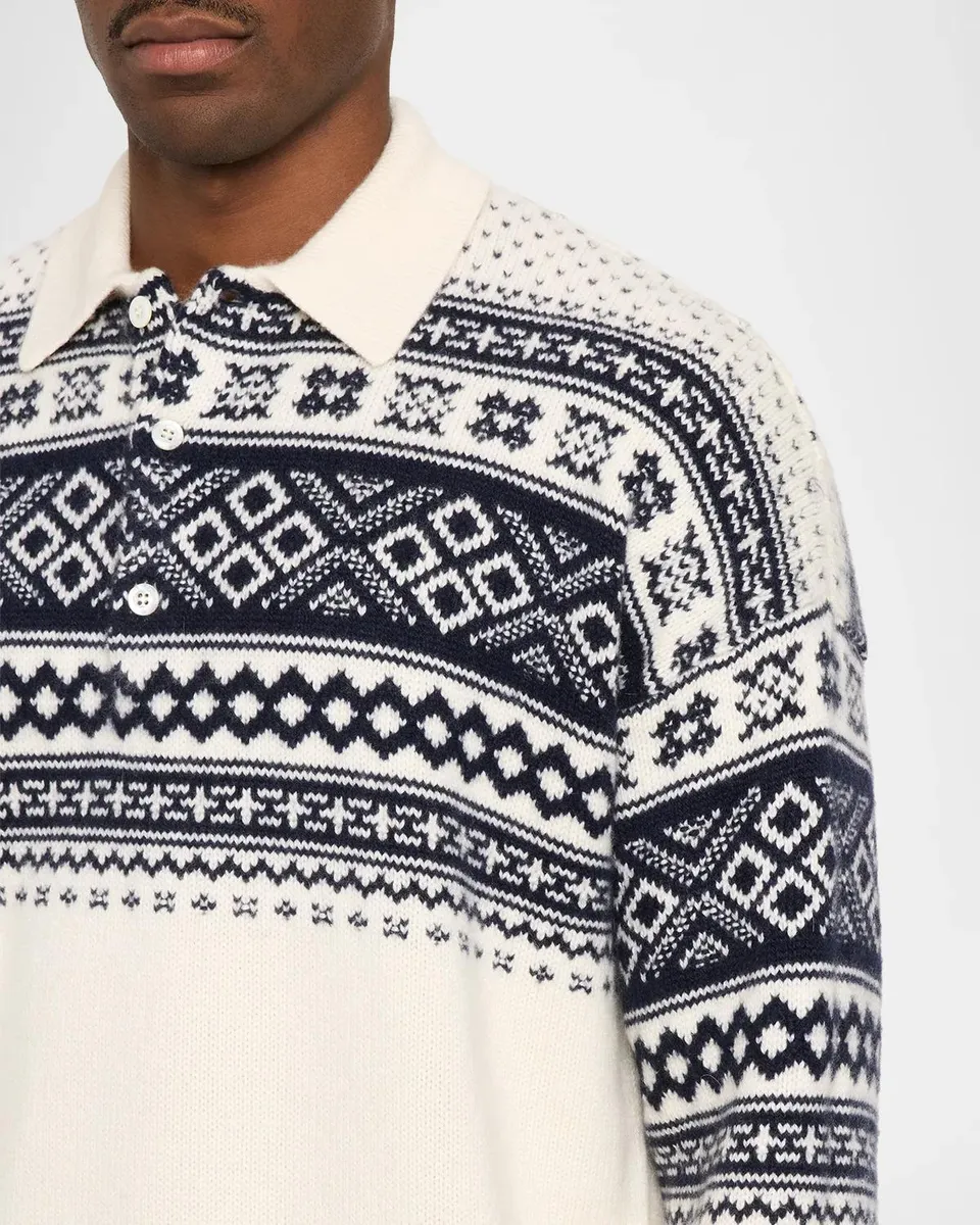 Ralph Lauren Men's Patterned Cashmere Polo-Collar Sweater | Thumbnail 5 Ralph Lauren Men's Patterned Cashmere Polo-Collar Sweater | Thumbnail 5