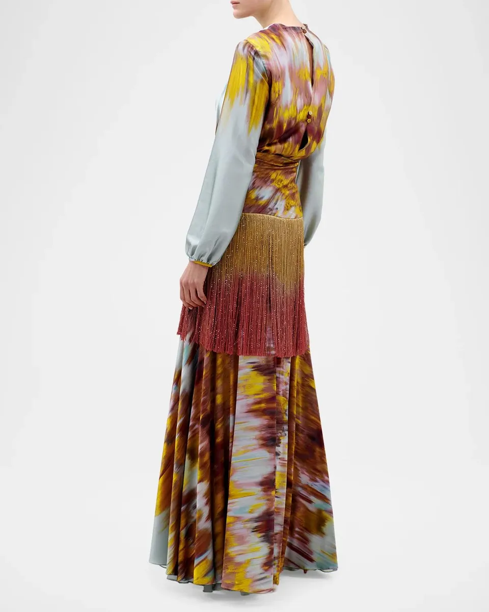 Silvia Tcherassi Printed Silk-Blend Maxi Dress | Thumbnail 3