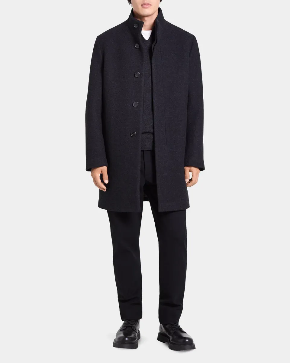 Theory Men's Belvin Melton-Textured Wool-Blend Coat | Thumbnail 2 Theory Men's Belvin Melton-Textured Wool-Blend Coat | Thumbnail 2