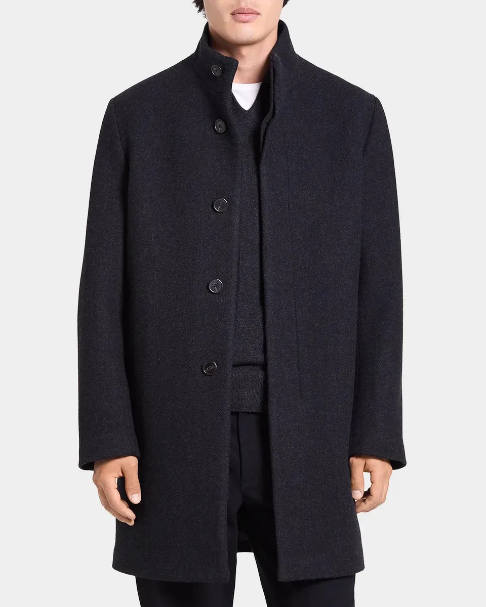 Theory Men's Belvin Melton-Textured Wool-Blend Coat | Thumbnail 4 Theory Men's Belvin Melton-Textured Wool-Blend Coat | Thumbnail 4