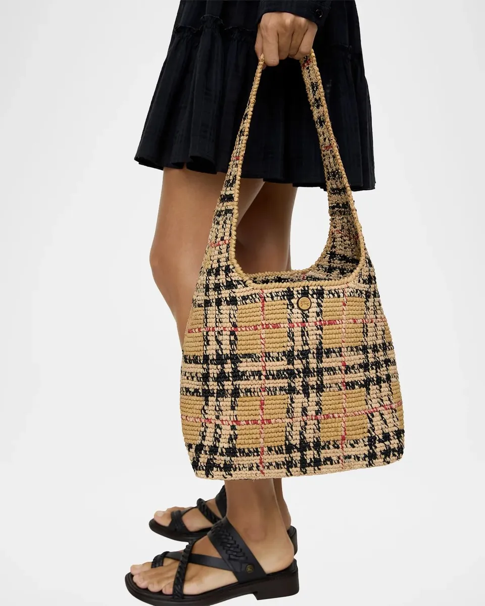 Burberry Margate Small Raffia Check Hobo Bag | Thumbnail 2 Burberry Margate Small Raffia Check Hobo Bag | Thumbnail 2