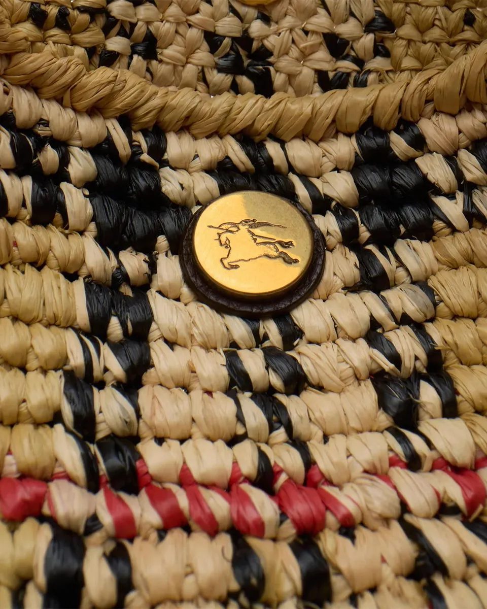 Burberry Margate Small Raffia Check Hobo Bag | Thumbnail 4 Burberry Margate Small Raffia Check Hobo Bag | Thumbnail 4