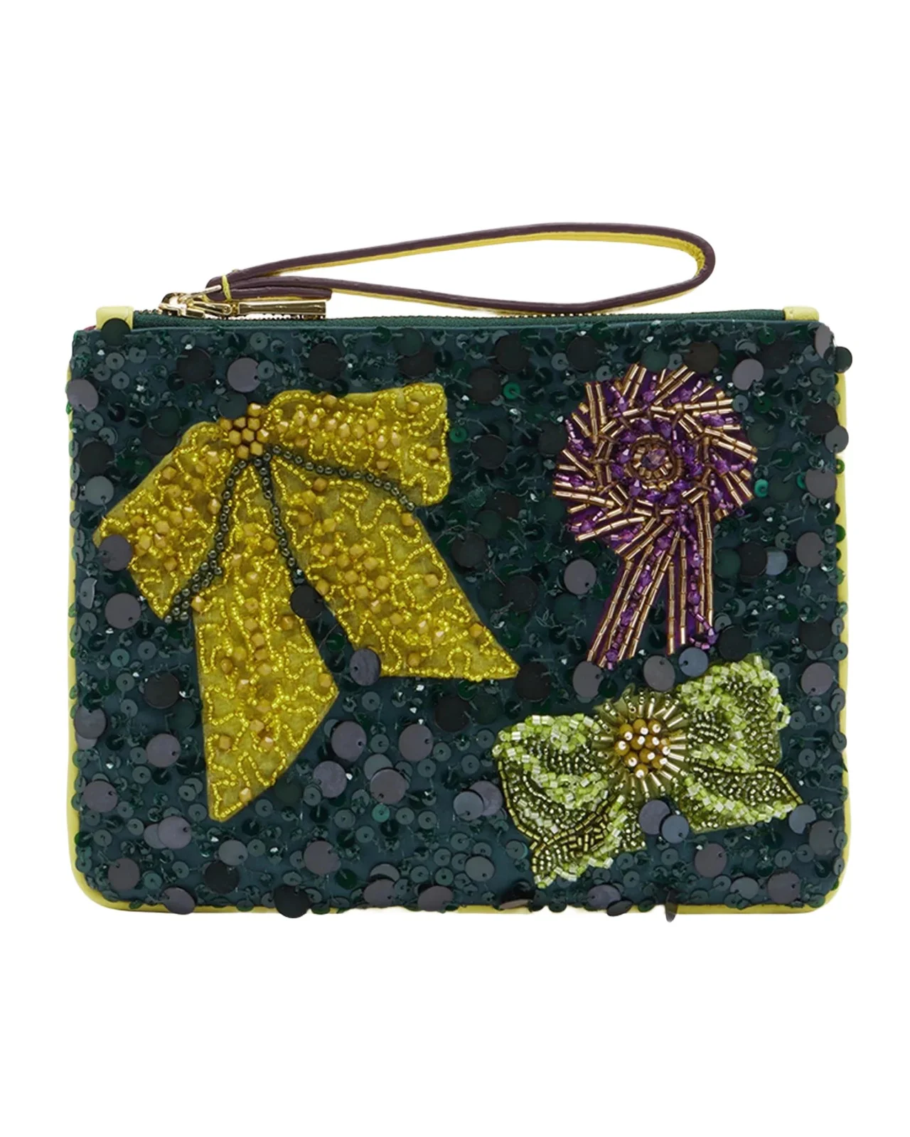 ALÉMAIS Rosette Beaded Clutch Bag