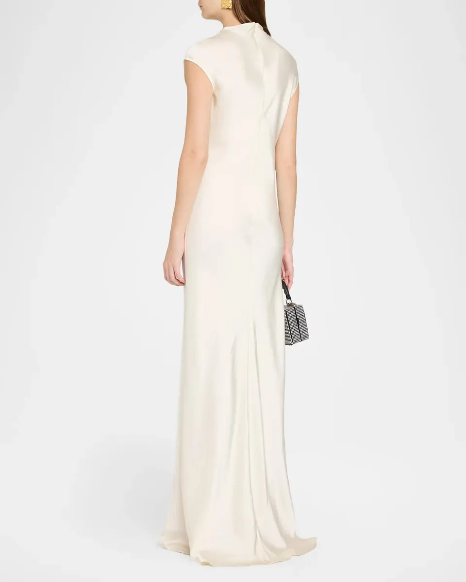 Lapointe Satin Feather-Trimmed Slip Gown | Thumbnail 3