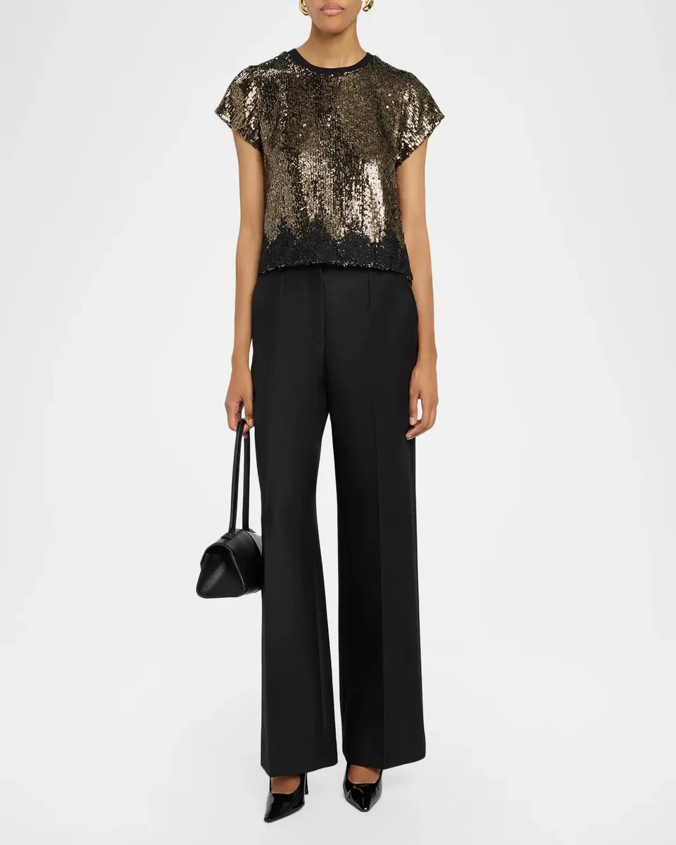 Generation Love Pia Sequin Lace-Trim Short-Sleeve Top | Thumbnail 2 Generation Love Pia Sequin Lace-Trim Short-Sleeve Top | Thumbnail 2