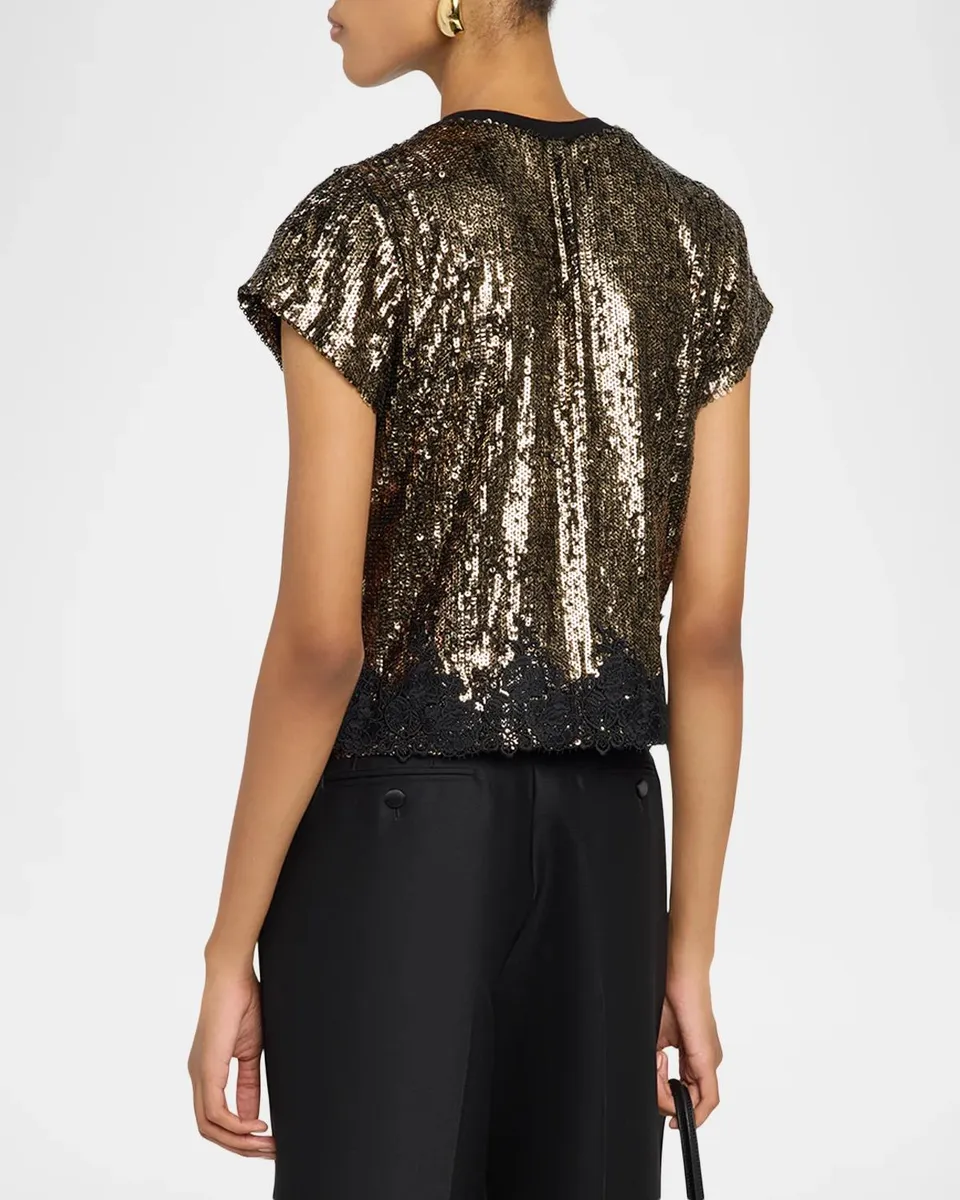 Generation Love Pia Sequin Lace-Trim Short-Sleeve Top | Thumbnail 3 Generation Love Pia Sequin Lace-Trim Short-Sleeve Top | Thumbnail 3