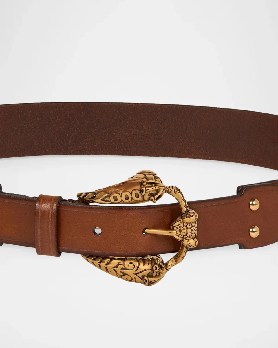 Etro Leather Belt with Animal Buckle | Thumbnail 2 Etro Leather Belt with Animal Buckle | Thumbnail 2