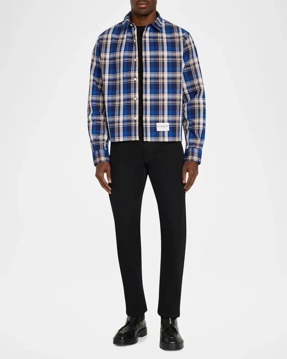 Givenchy Men's Cropped Check Button-Front Shirt | Thumbnail 2