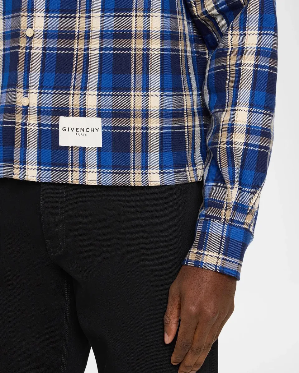 Givenchy Men's Cropped Check Button-Front Shirt | Thumbnail 5