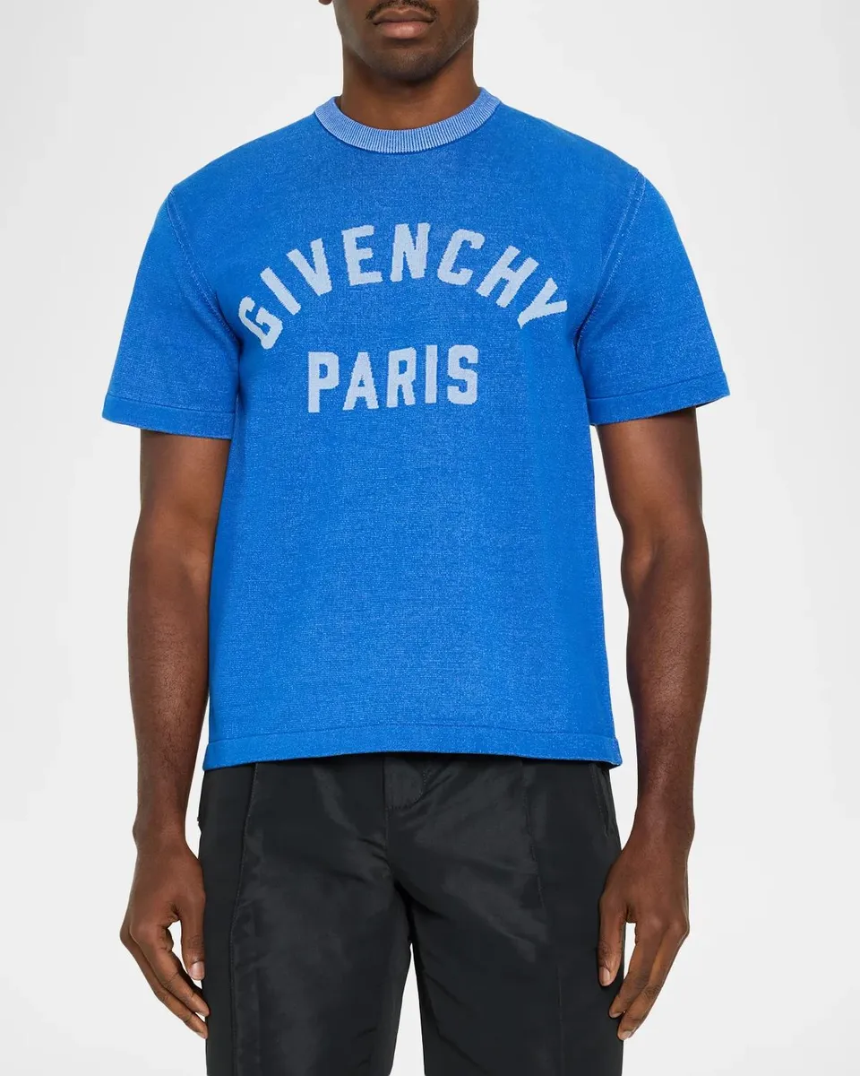 Givenchy Men's Curved Logo Crewneck T-Shirt | Thumbnail 4 Givenchy Men's Curved Logo Crewneck T-Shirt | Thumbnail 4