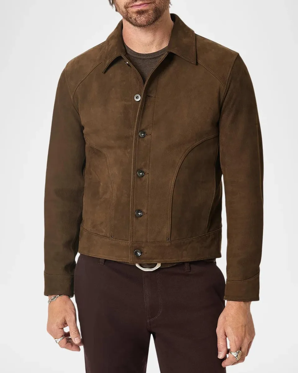 JOHN VARVATOS Men's Douglas Seamed Suede Shirt Jacket | Thumbnail 4 JOHN VARVATOS Men's Douglas Seamed Suede Shirt Jacket | Thumbnail 4