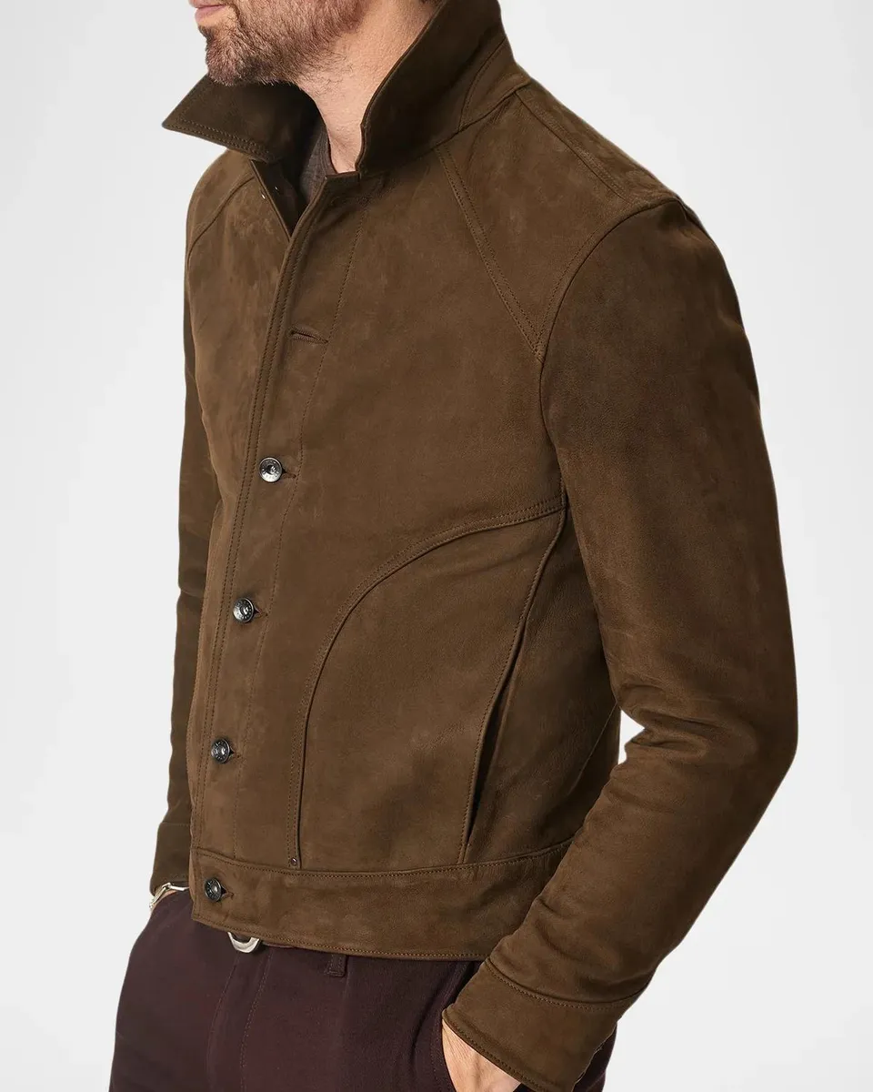 JOHN VARVATOS Men's Douglas Seamed Suede Shirt Jacket | Thumbnail 6 JOHN VARVATOS Men's Douglas Seamed Suede Shirt Jacket | Thumbnail 6