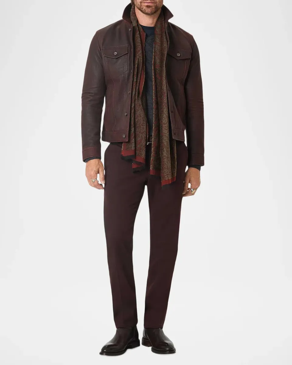 JOHN VARVATOS Men's Andrew Leather Trucker Jacket | Thumbnail 2