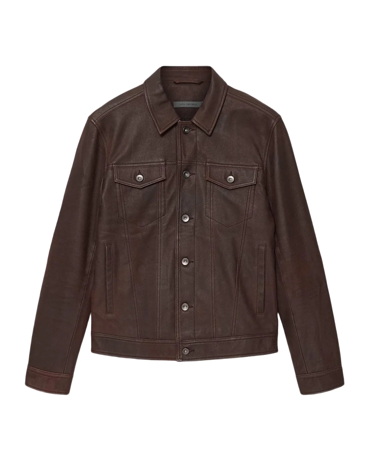JOHN VARVATOS Men's Andrew Leather Trucker Jacket
