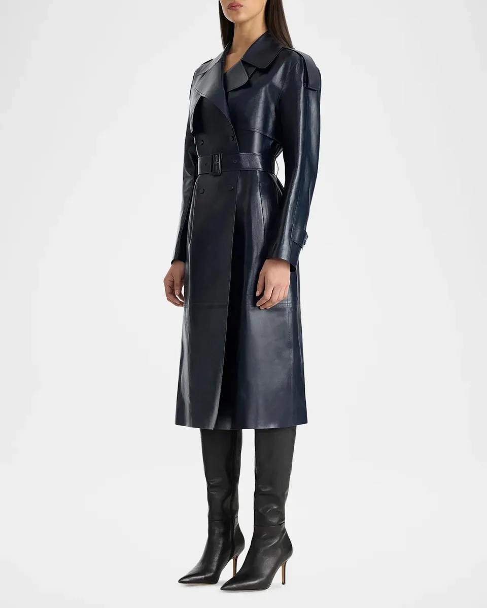 Mackage Carmela Belted Lambskin Leather Trench Coat | Thumbnail 4