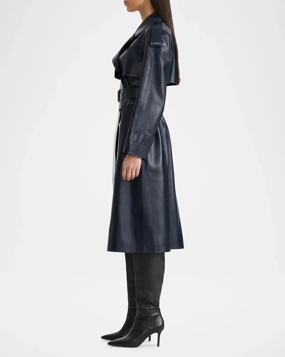 Mackage Carmela Belted Lambskin Leather Trench Coat | Thumbnail 6