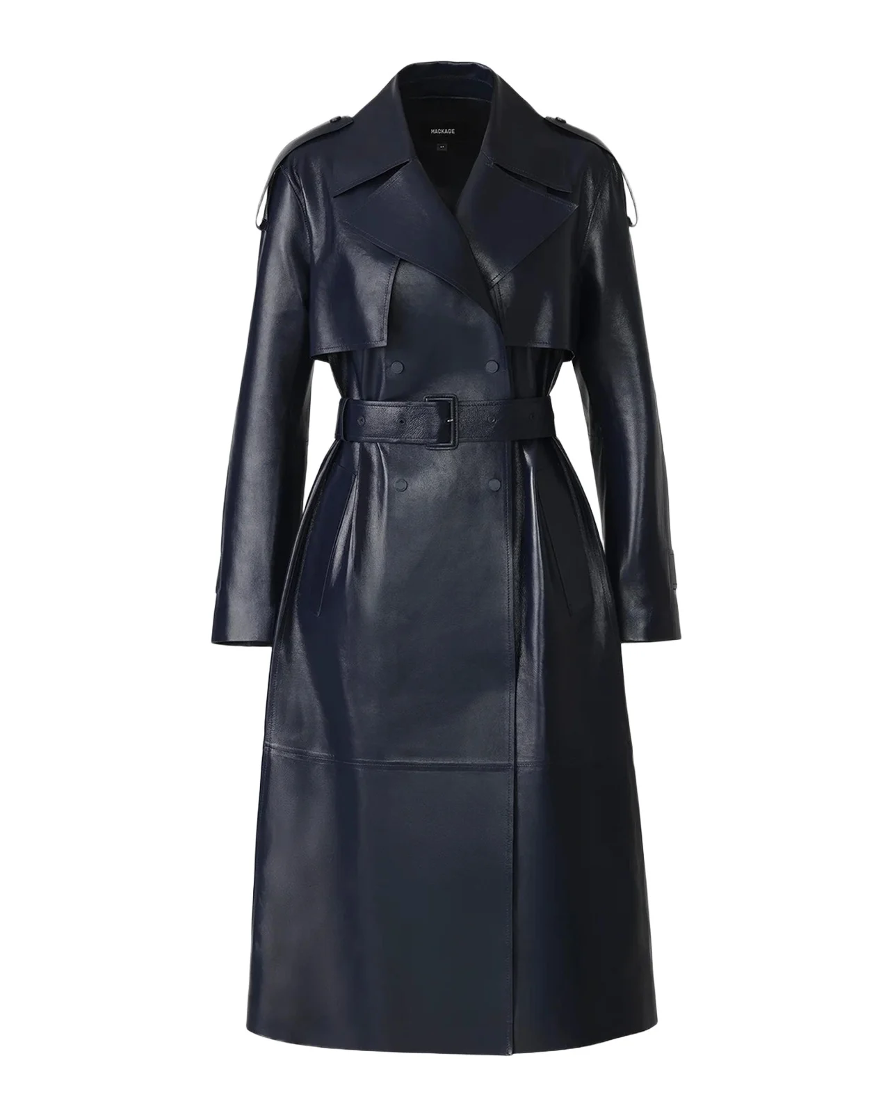 Mackage Carmela Belted Lambskin Leather Trench Coat