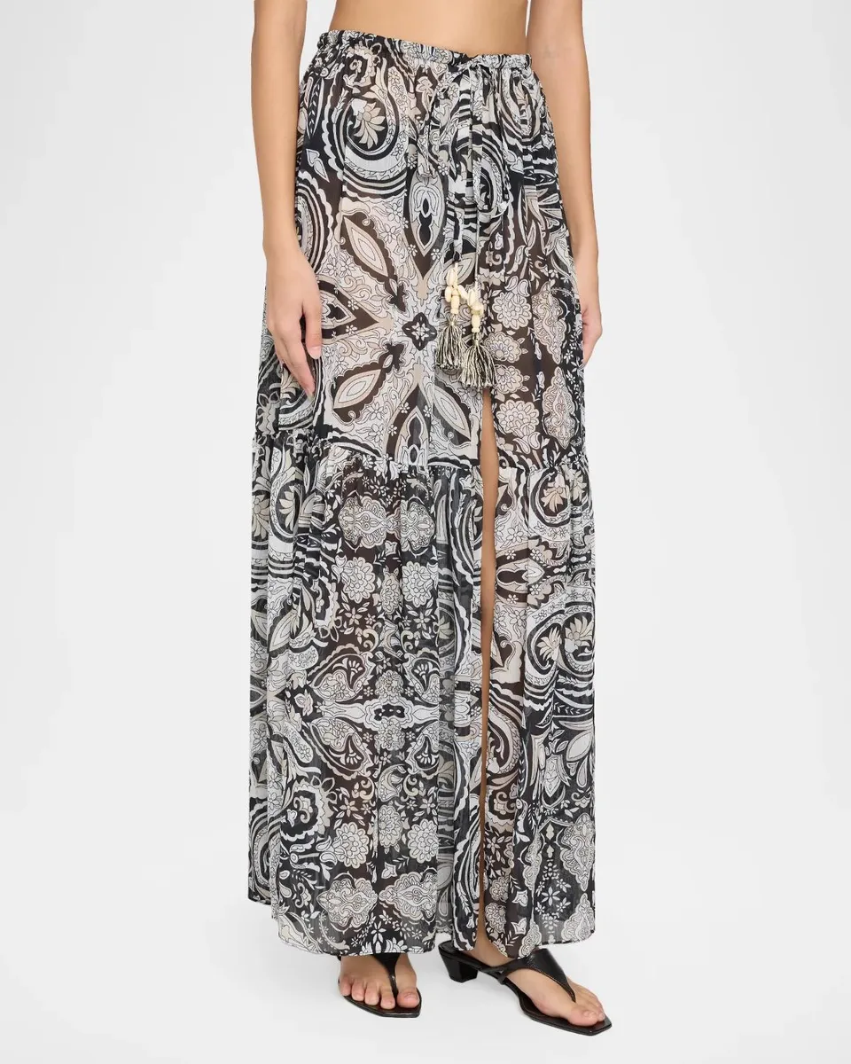 Ramy Brook Annalisa Paisley Drawstring Maxi Skirt | Thumbnail 4