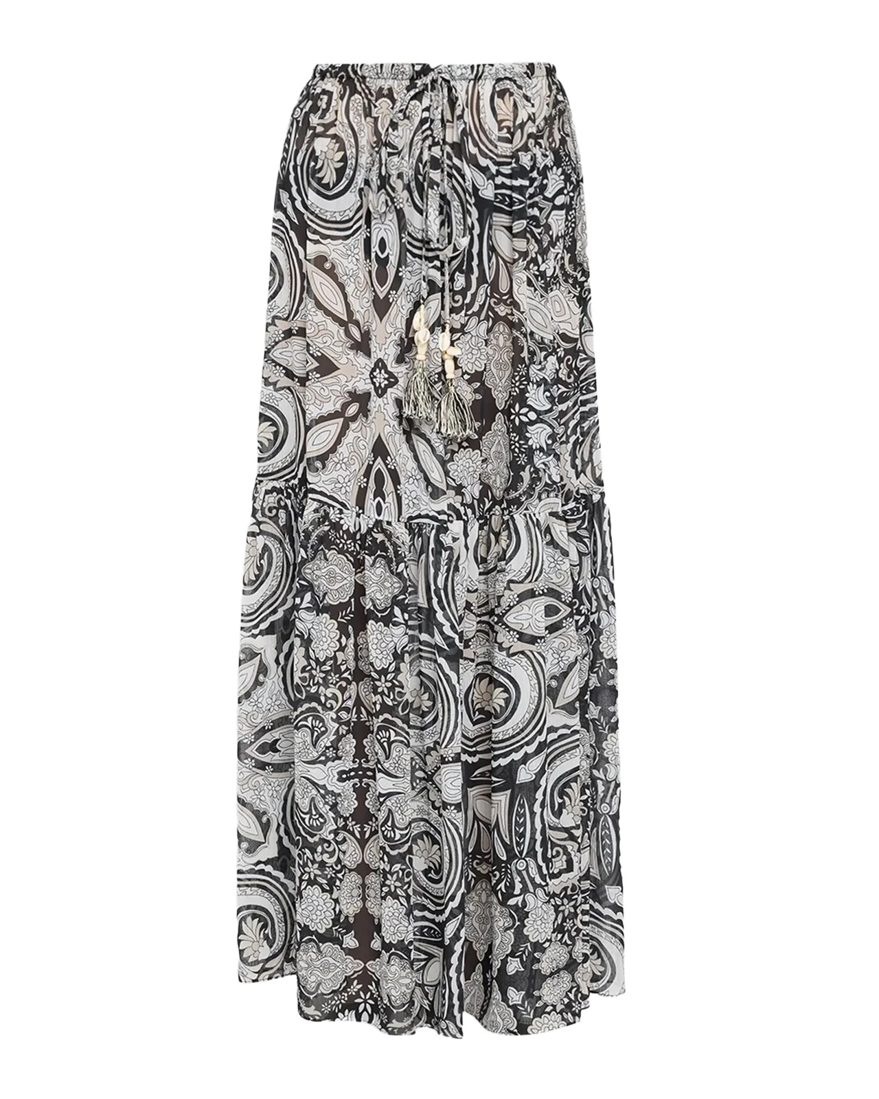 Annalisa Paisley Drawstring Maxi Skirt