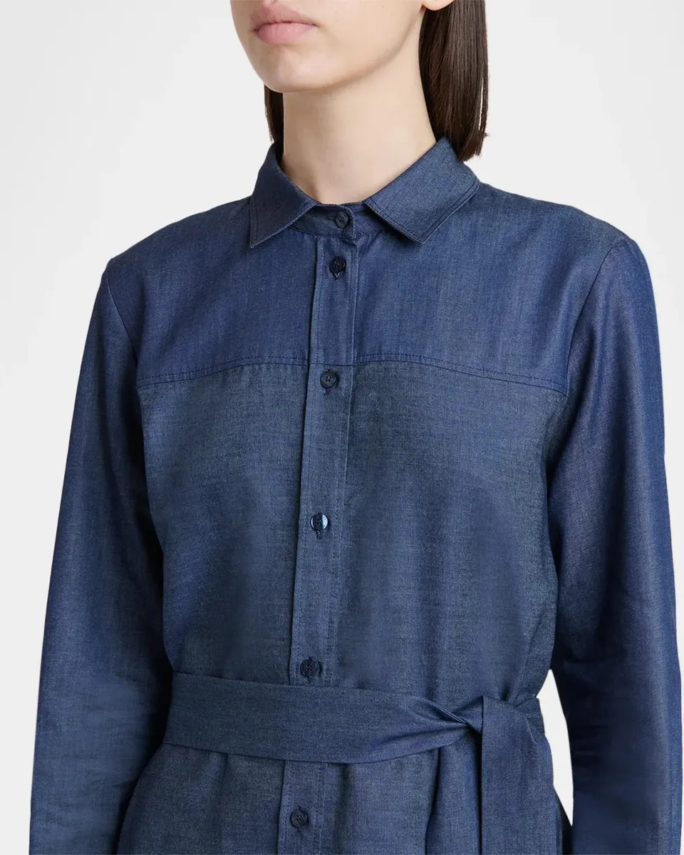 Etro Eyelet Embroidered Chambray Long-Sleeve Belted Midi Shirtdress | Thumbnail 5 Etro Eyelet Embroidered Chambray Long-Sleeve Belted Midi Shirtdress | Thumbnail 5