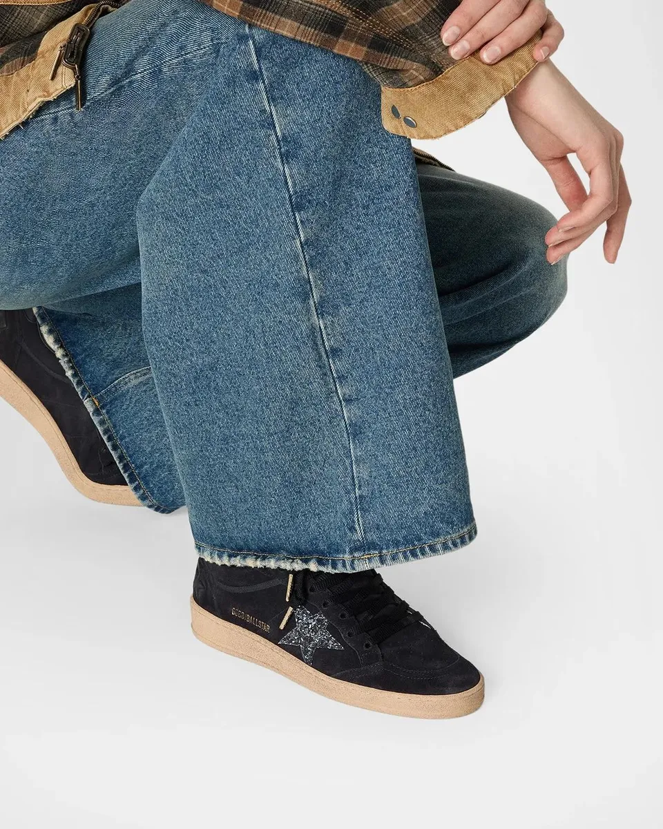 Golden Goose Ball Star Suede And Glitter Low-Top Sneakers | Thumbnail 2