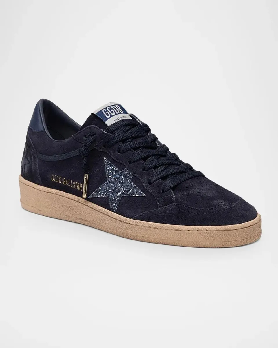 Golden Goose Ball Star Suede And Glitter Low-Top Sneakers | Thumbnail 4