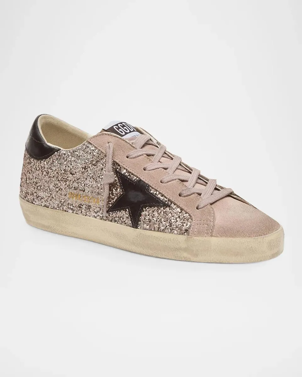 Golden Goose Super-Star Glitter & Suede Low-Top Sneakers | Thumbnail 2