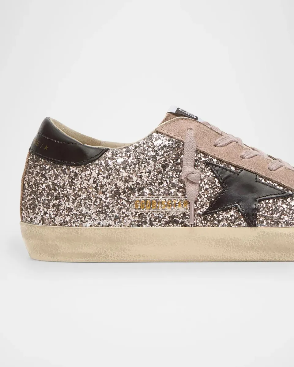Golden Goose Super-Star Glitter & Suede Low-Top Sneakers | Thumbnail 3