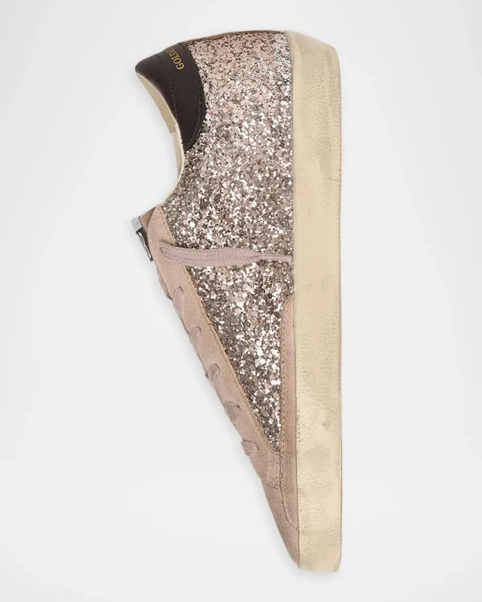 Golden Goose Super-Star Glitter & Suede Low-Top Sneakers | Thumbnail 4