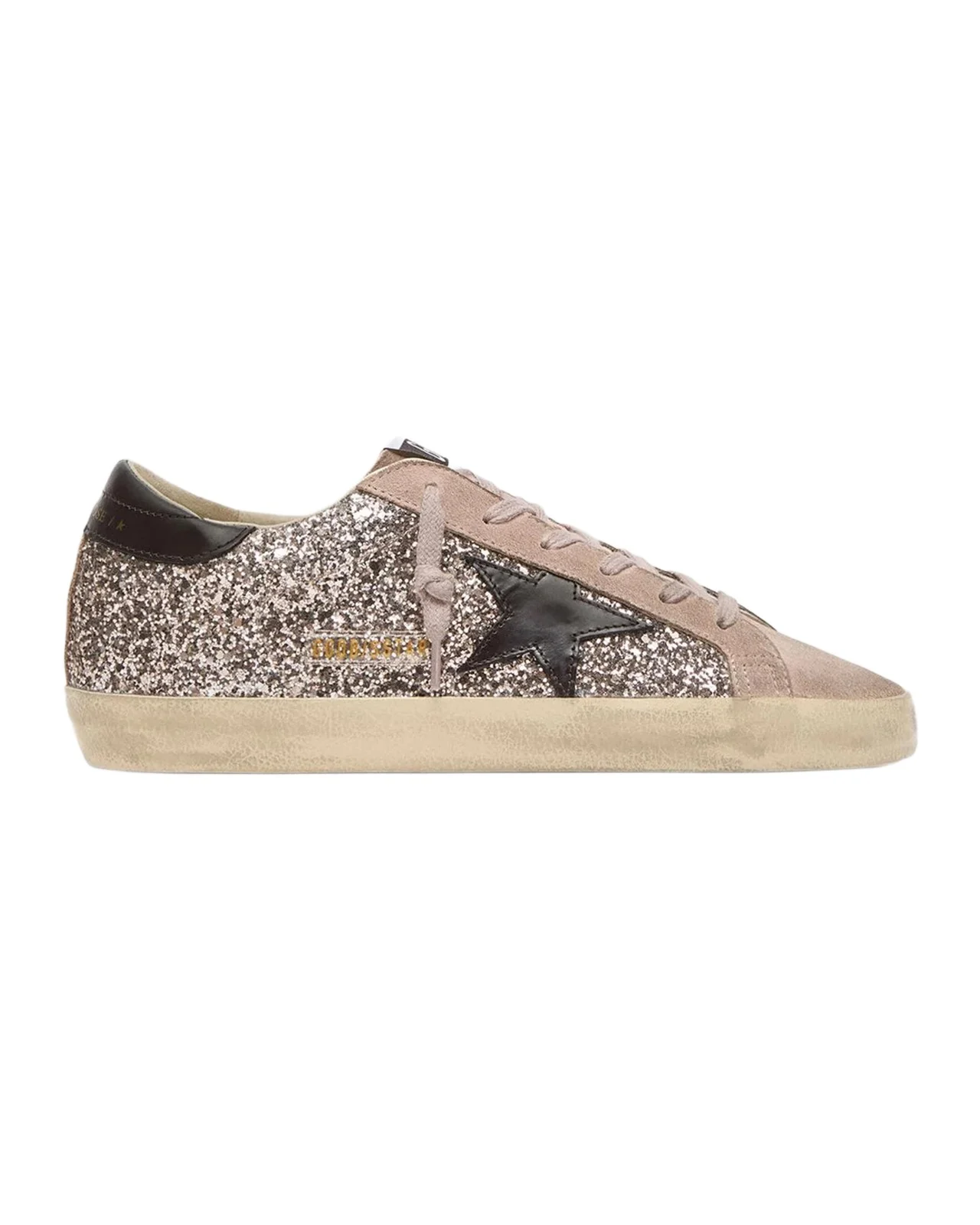 Golden Goose Super-Star Glitter & Suede Low-Top Sneakers