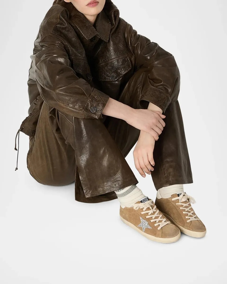 Golden Goose Super-Star Suede Glitter Low-Top Sneakers | Thumbnail 2