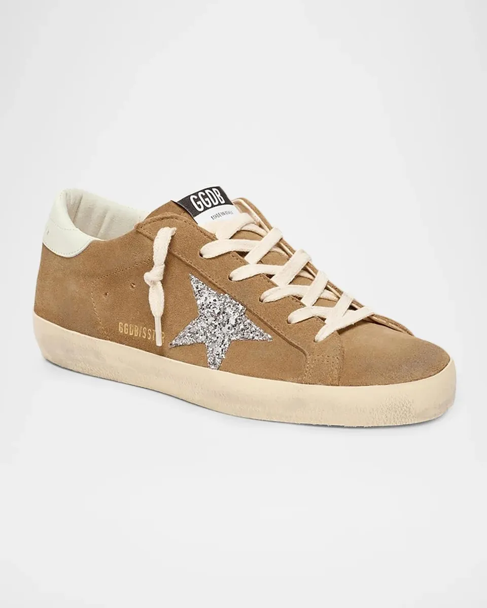 Golden Goose Super-Star Suede Glitter Low-Top Sneakers | Thumbnail 3