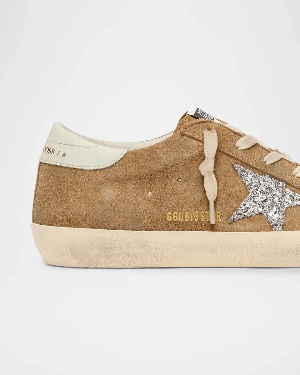 Golden Goose Super-Star Suede Glitter Low-Top Sneakers | Thumbnail 4