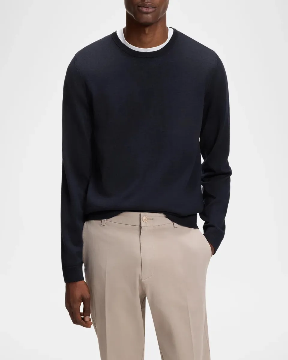 BOSS Men's Leno Wool Classic-Fit Crewneck Sweater | Thumbnail 4 BOSS Men's Leno Wool Classic-Fit Crewneck Sweater | Thumbnail 4