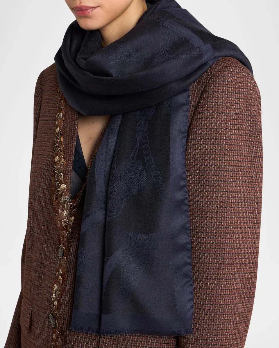 Etro Silk-Wool Jacquard Scarf | Thumbnail 2
