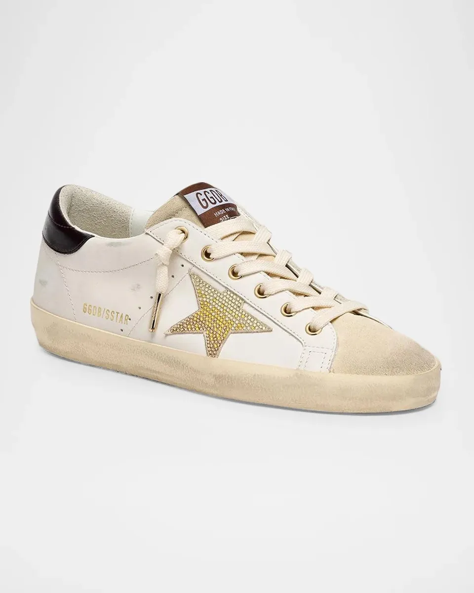 Golden Goose Super-Star Mixed-Leather Strass Low-Top Sneakers | Thumbnail 2 Golden Goose Super-Star Mixed-Leather Strass Low-Top Sneakers | Thumbnail 2